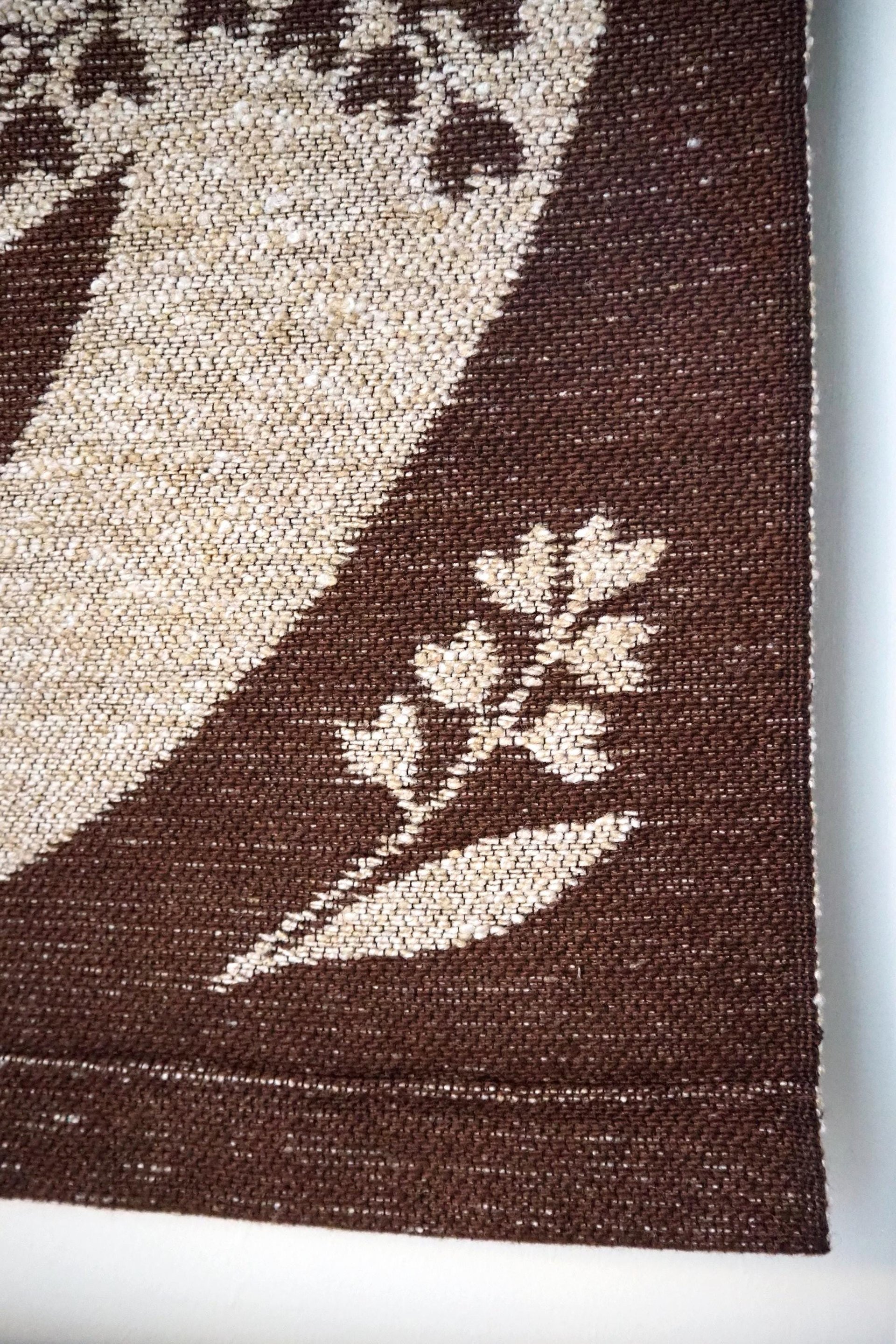 Vintage wall hanging | Lily of the Valley wall tapestry | Large wall hanging | Scandinavian woven textile | Brown wall hanging