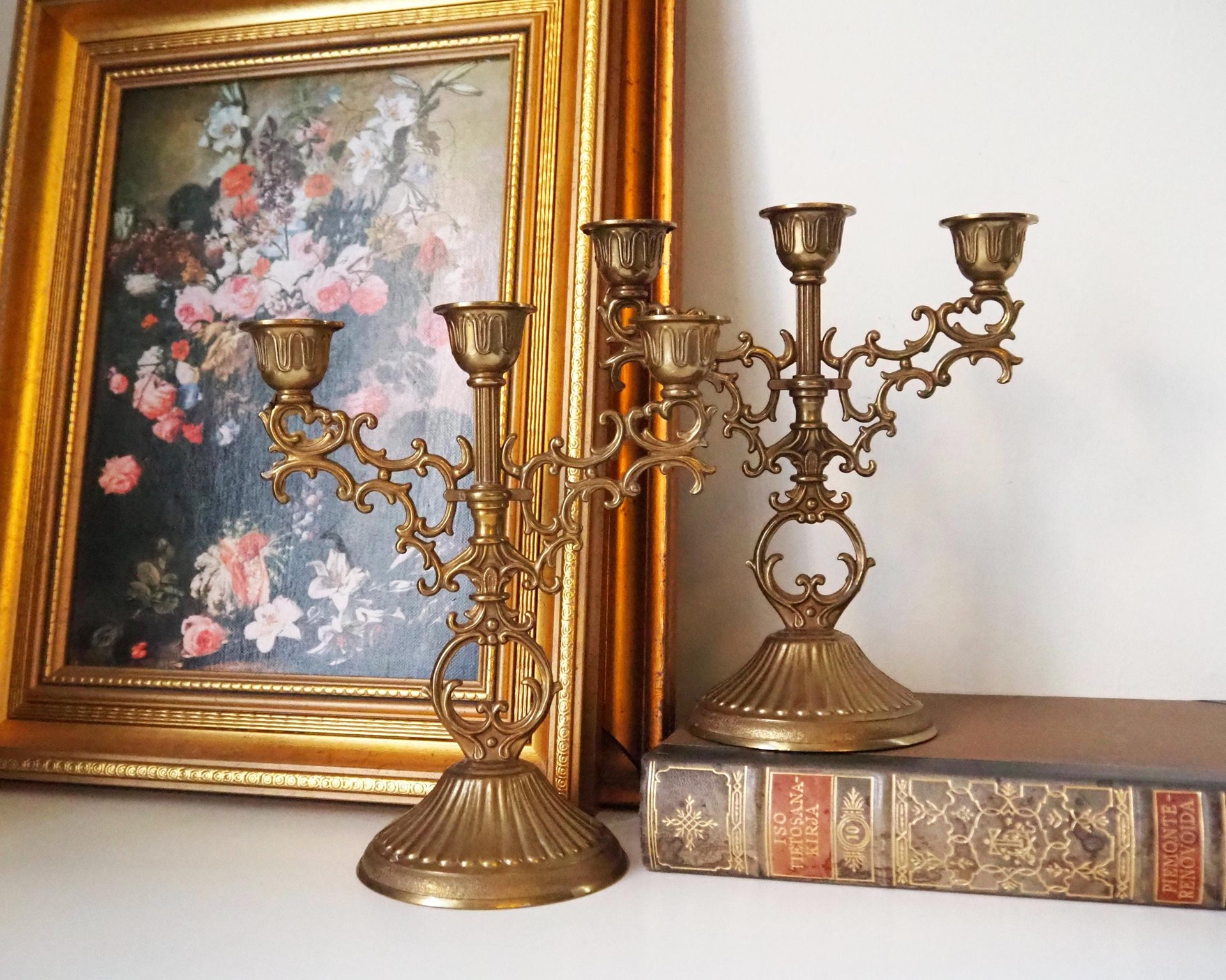 Vintage three arm candelabrums | Set of two matching candelabrums | Three arm candlestick holders | Vintage candelabra | Matching candelabra