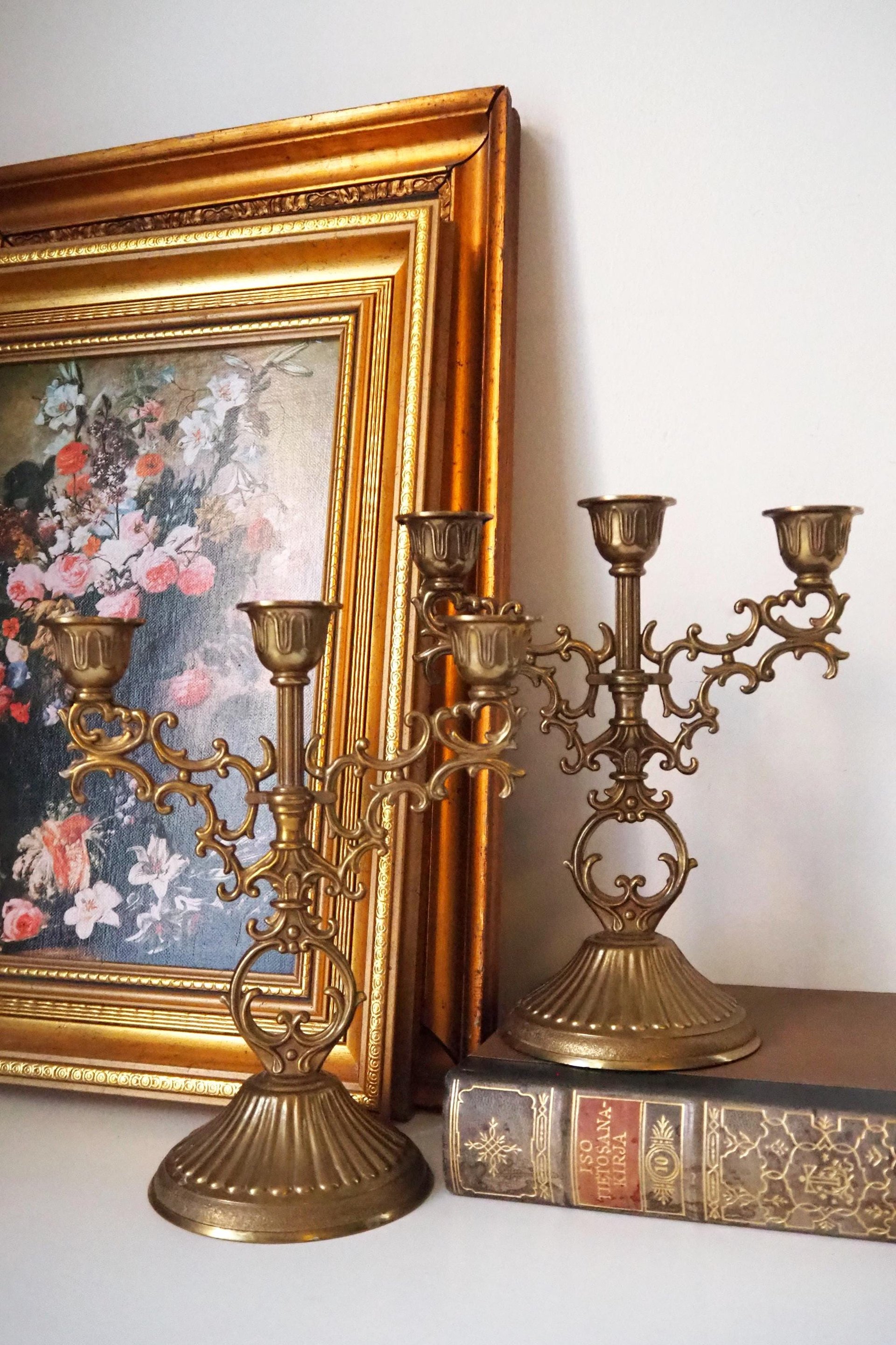 Vintage three arm candelabrums | Set of two matching candelabrums | Three arm candlestick holders | Vintage candelabra | Matching candelabra