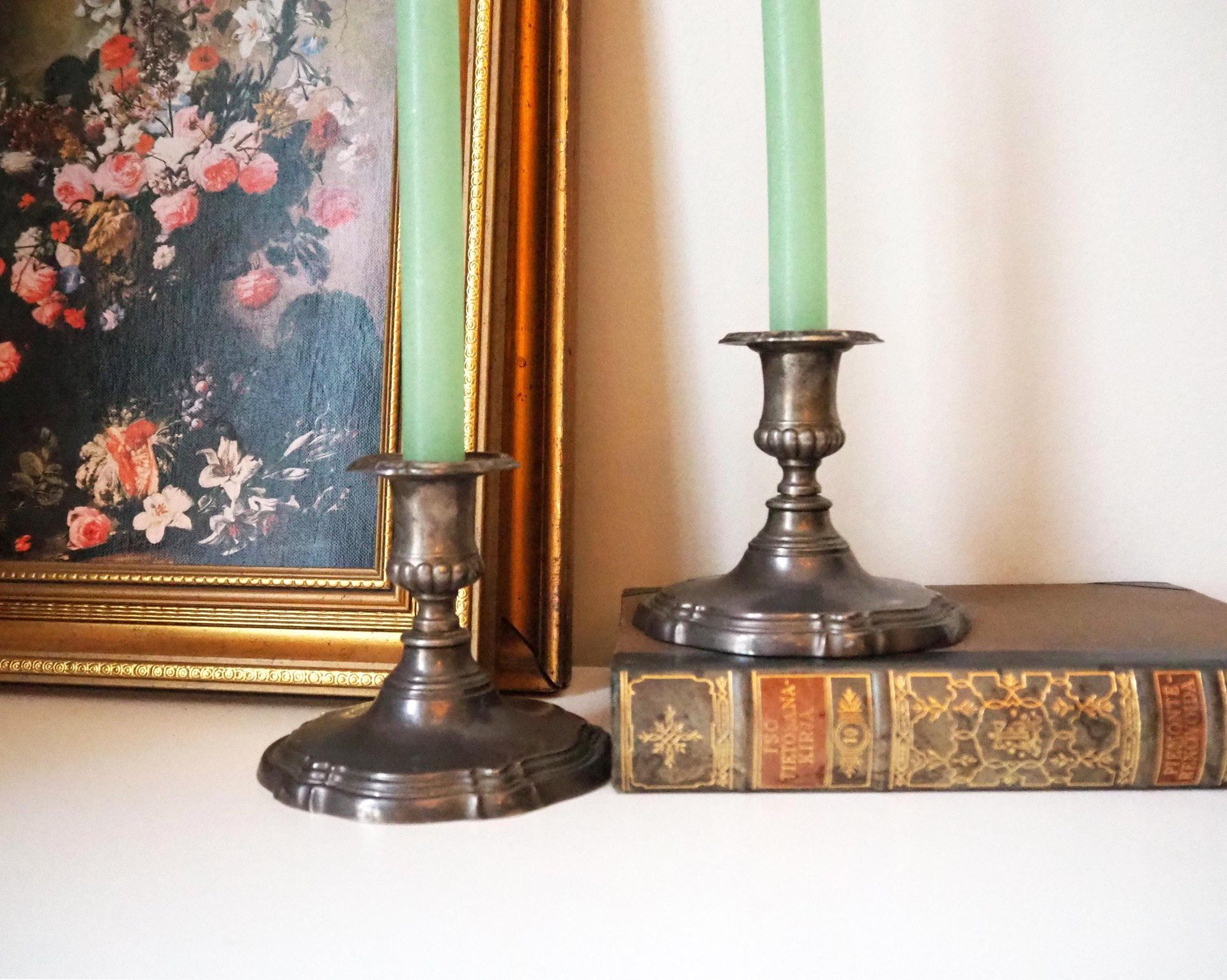 Set of two vintage candlestick holders | Silver plated candlestick holders | Large silver candlestick holders | Vintage candle holders