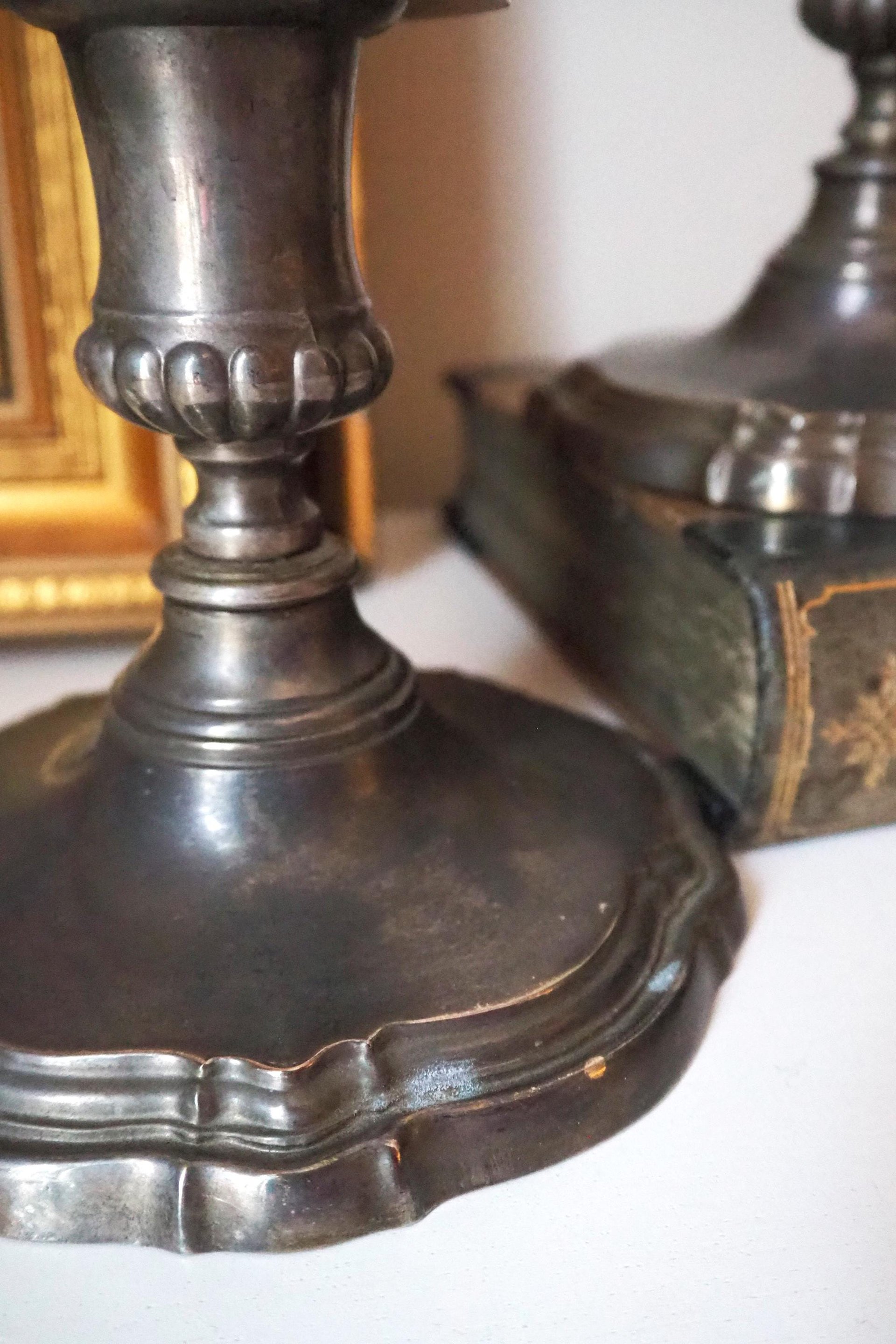 Set of two vintage candlestick holders | Silver plated candlestick holders | Large silver candlestick holders | Vintage candle holders