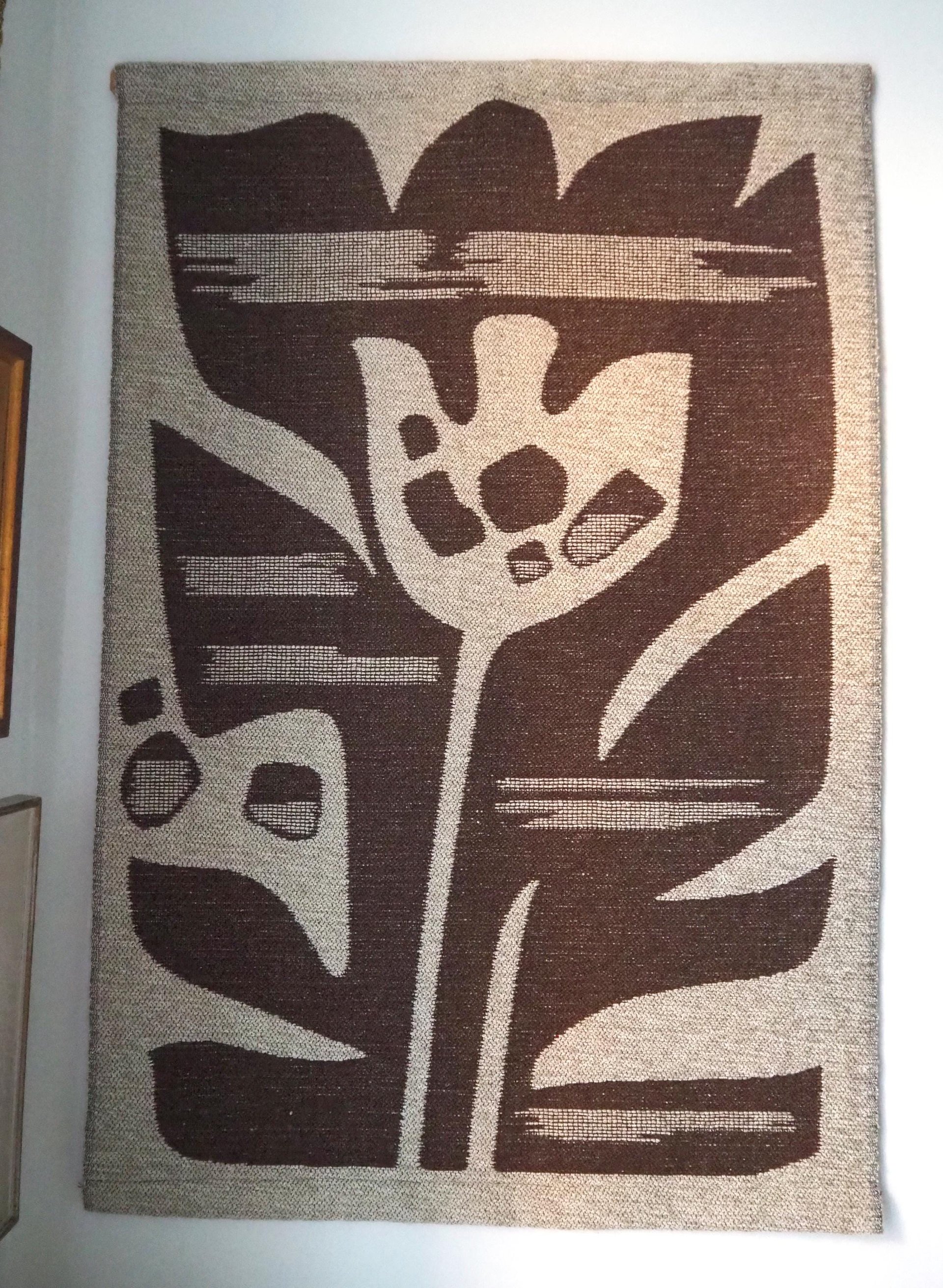 Vintage wall hanging | Large wall hanging | Scandinavian woven textile | Brown and beige wall hanging | Abstract wall tapestry