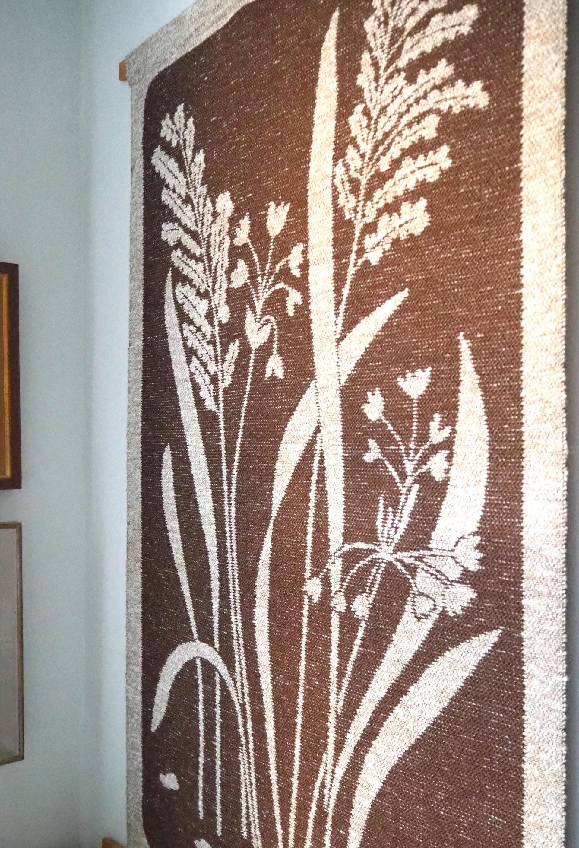 Vintage wall hanging | Large wall hanging | Scandinavian wall tapestry | Brown and beige wall hanging | Made in Finland