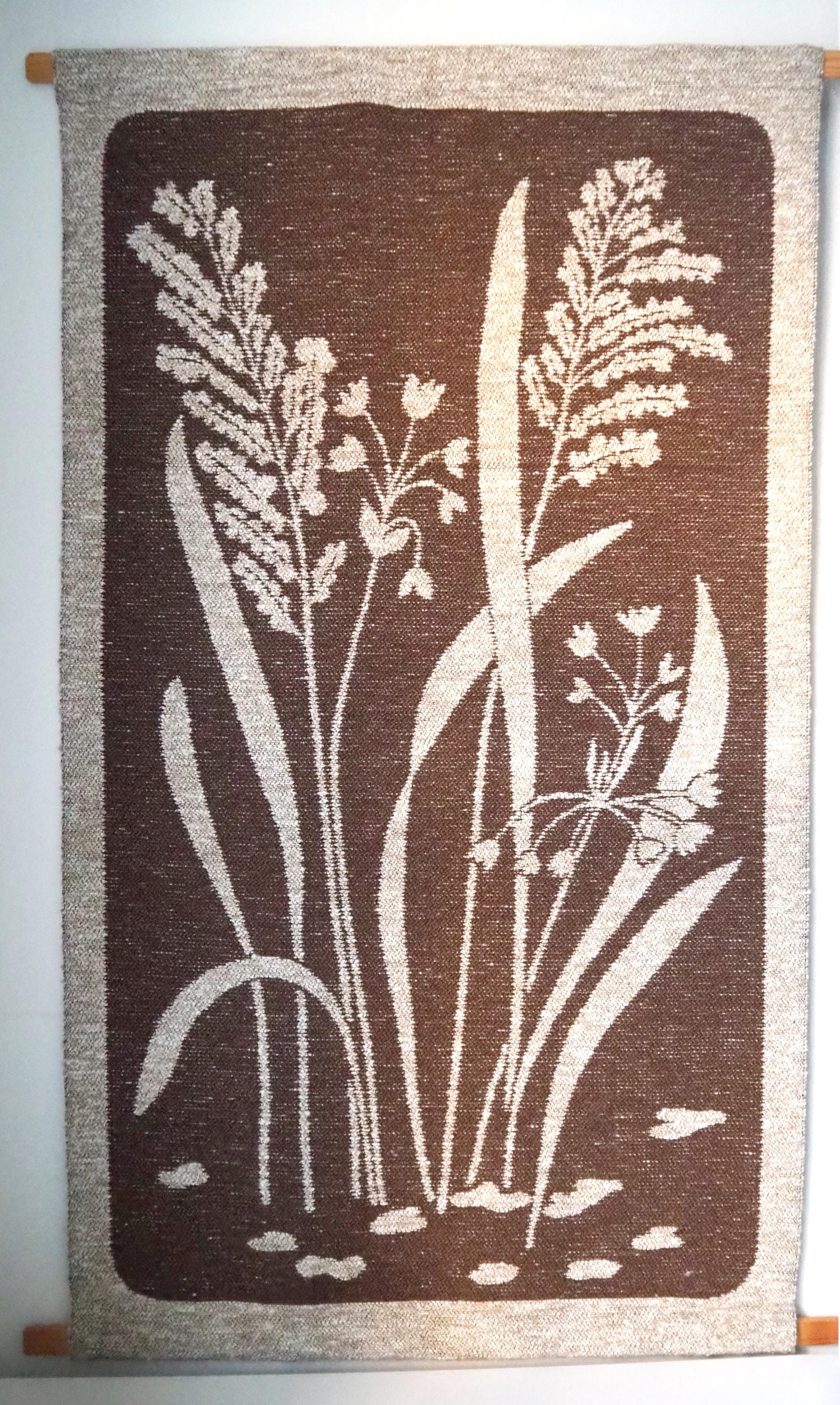 Vintage wall hanging | Large wall hanging | Scandinavian wall tapestry | Brown and beige wall hanging | Made in Finland