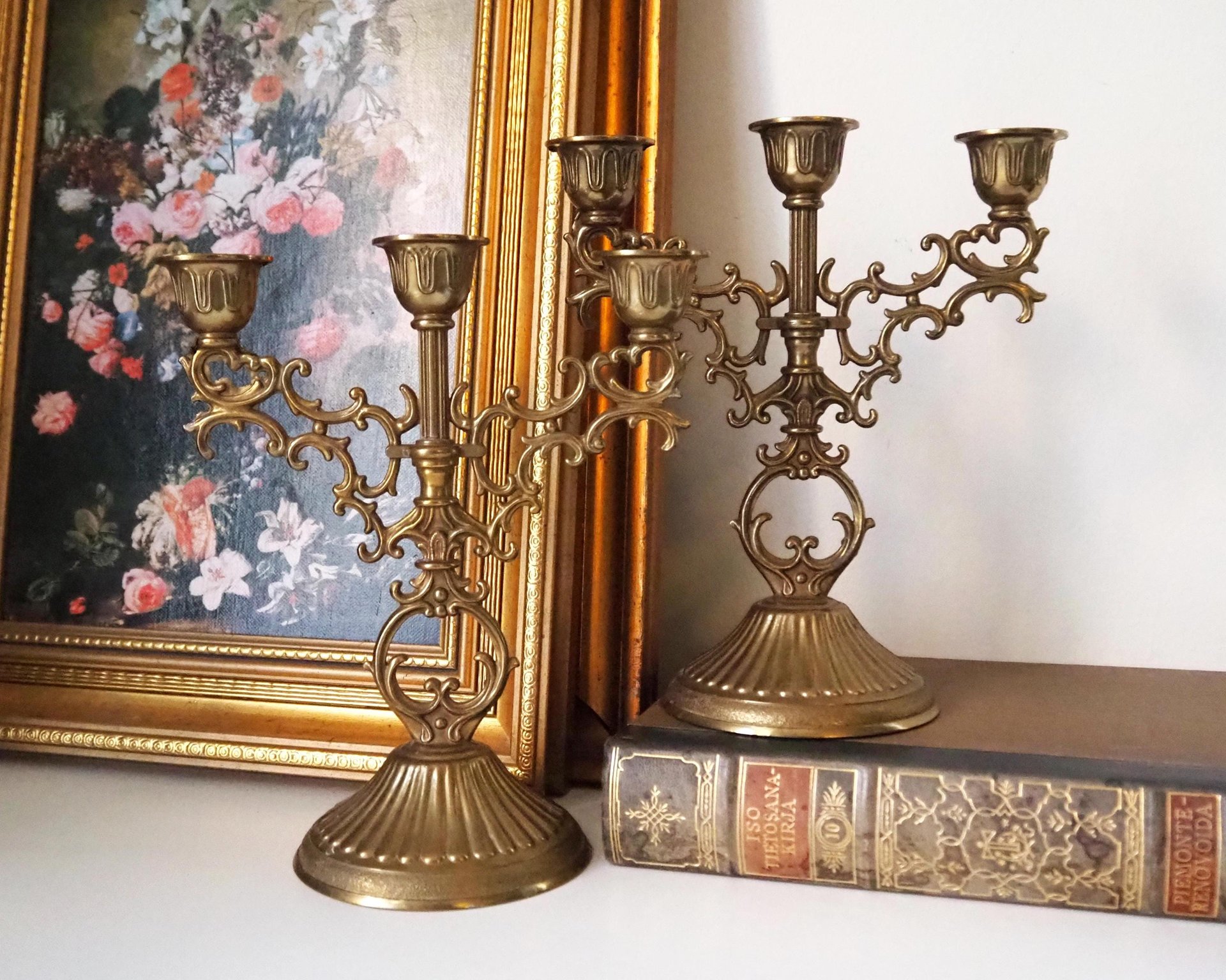 Vintage three arm candelabrums | Set of two matching candelabrums | Three arm candlestick holders | Vintage candelabra | Matching candelabra