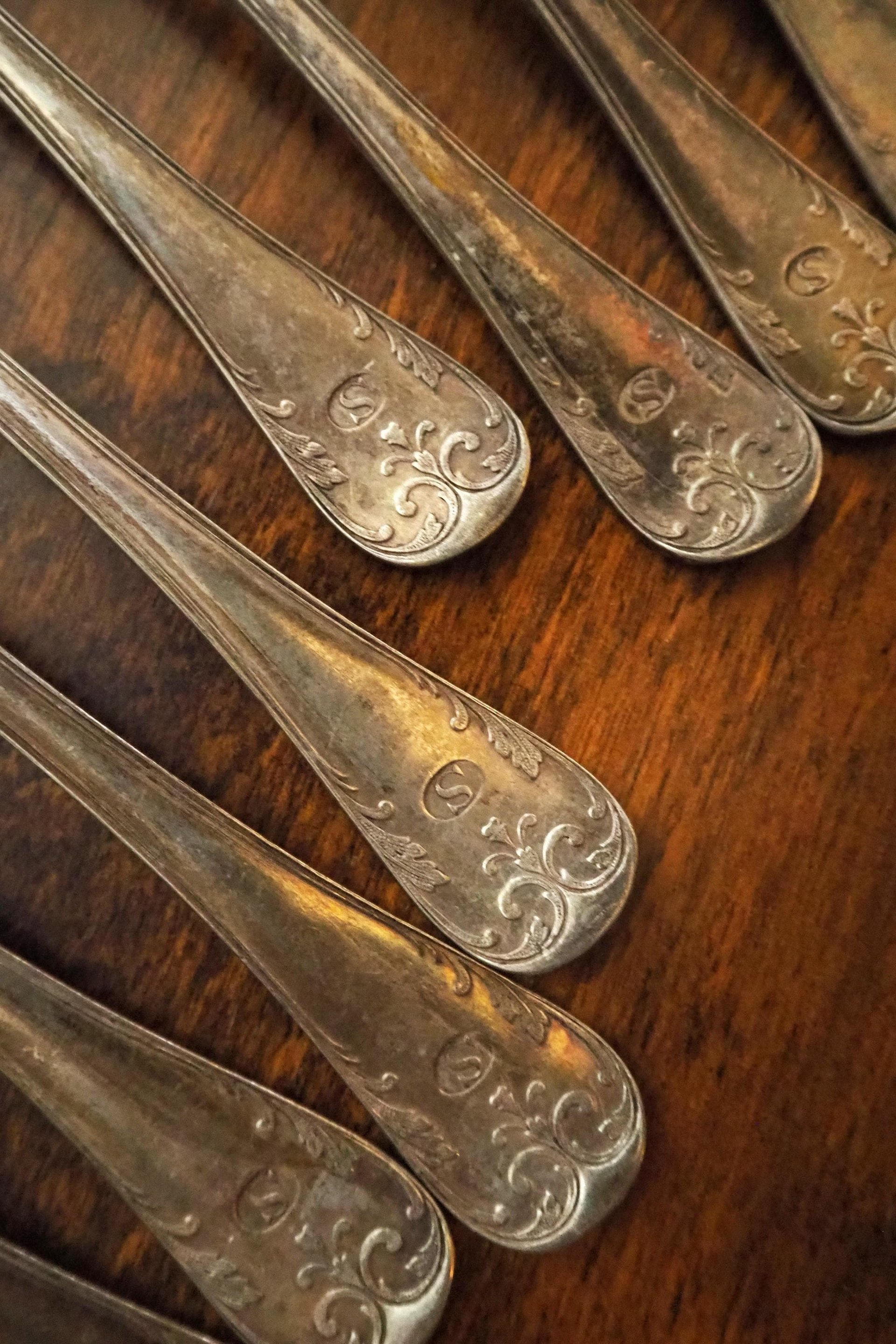 Set of ten vintage forks | C. G. Hallberg dinner forks | Vintage alpacca silver forks | Made in Sweden