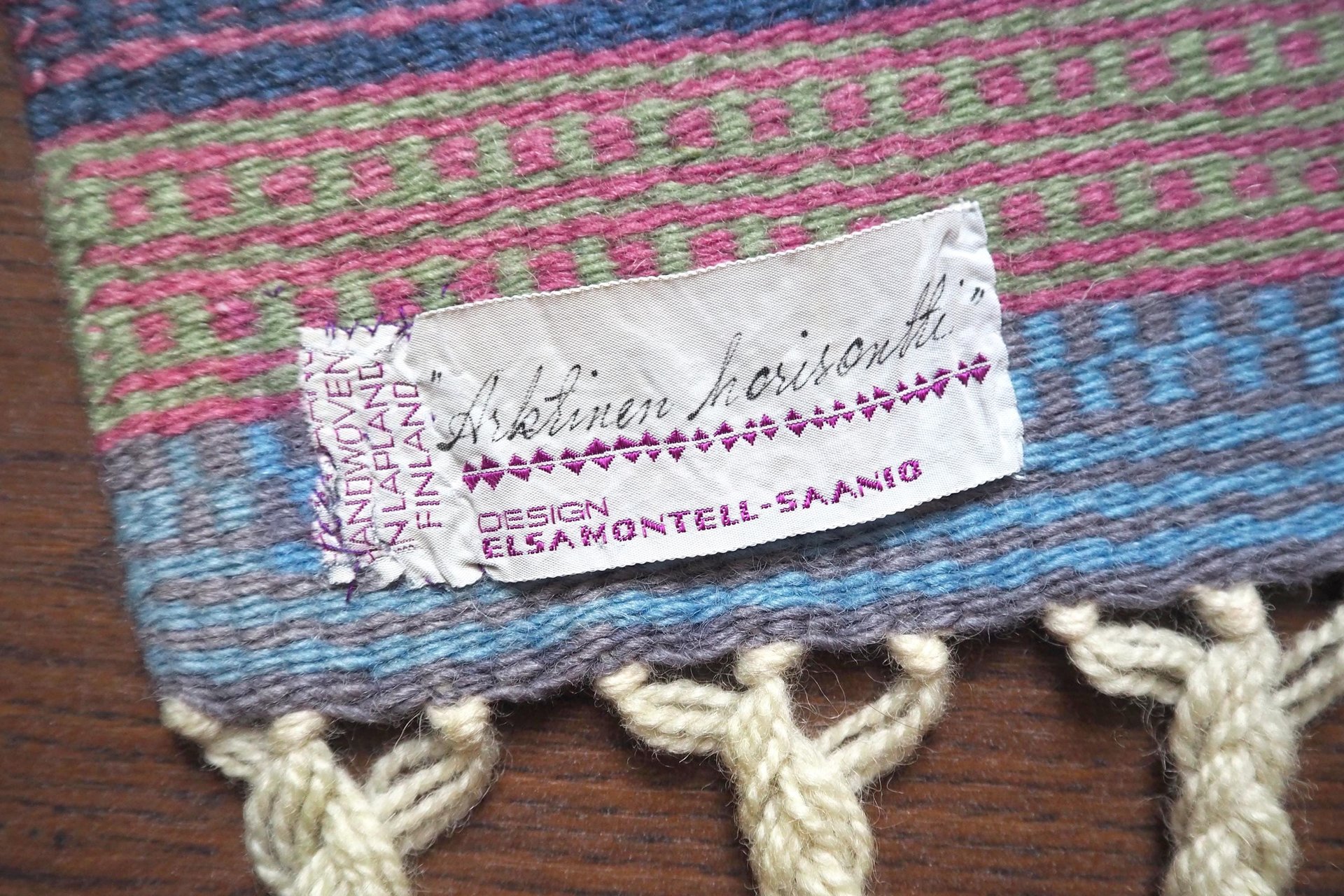 Vintage wall tapestry | Arktinen Horisontti by Elsa Montell-Saanio | Finnish Raanu | Lapland | Vintage wall hanging | Made in Finland