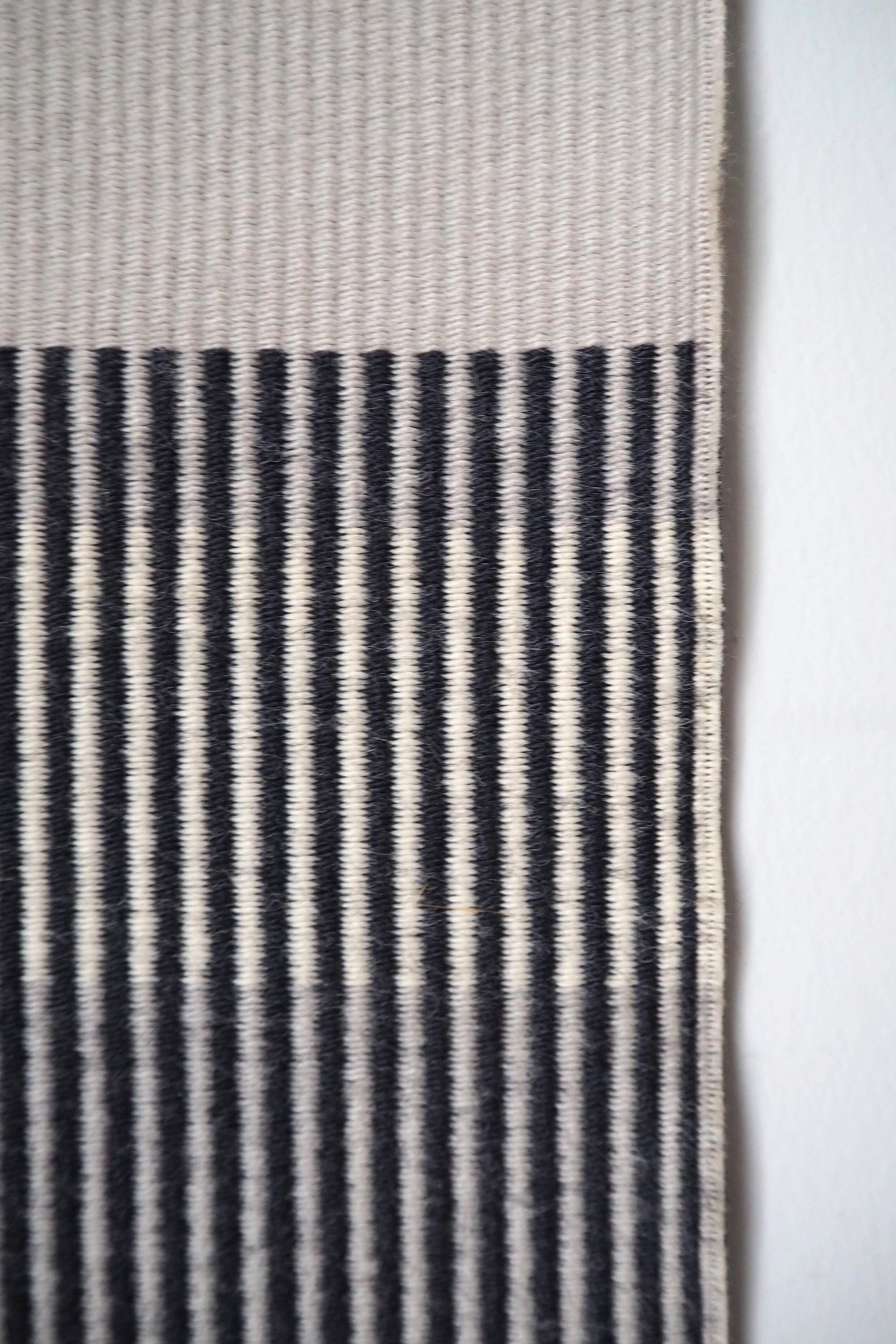 Vintage wall tapestry | Long wall hanging | Scandinavian woven textile | Geometrical wall tapestry | Black and white wall tapestry