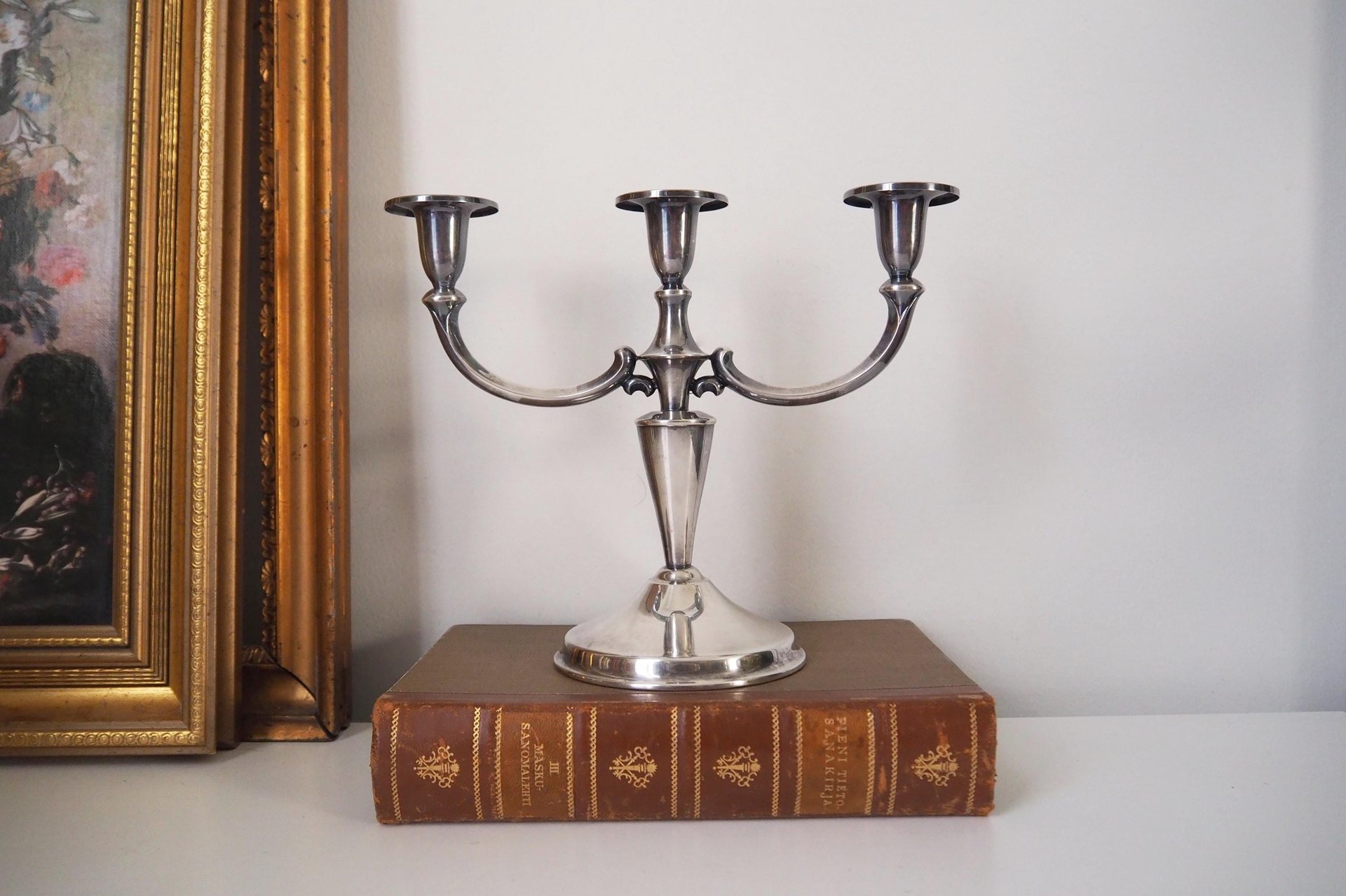 Vintage alpacca candelabra | Alpacca silver candelabra | Three arm candlestick holder | Vintage candelabrum