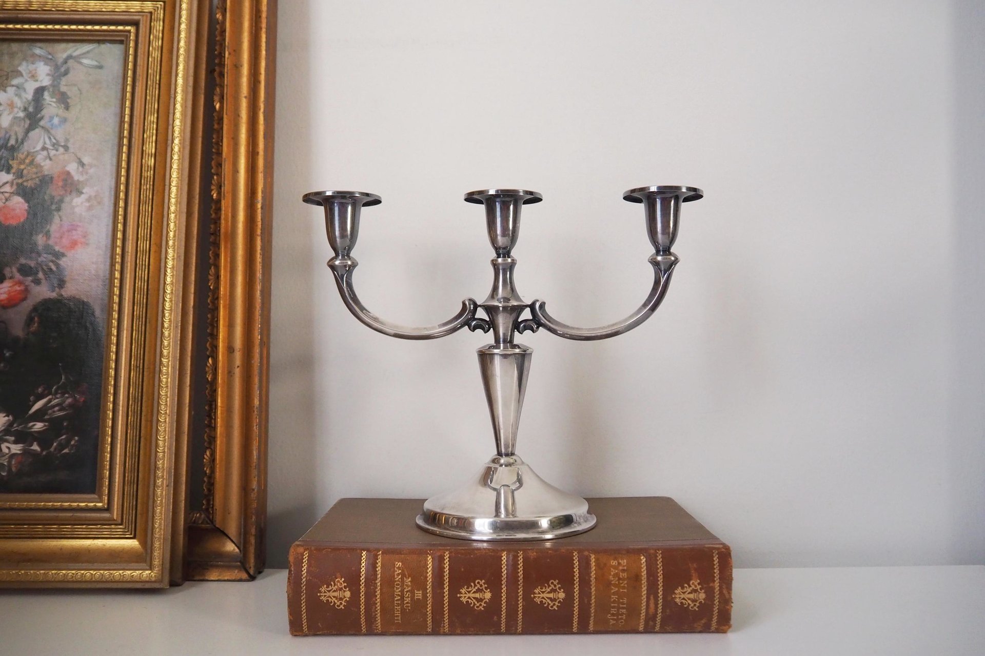 Vintage alpacca candelabra | Alpacca silver candelabra | Three arm candlestick holder | Vintage candelabrum
