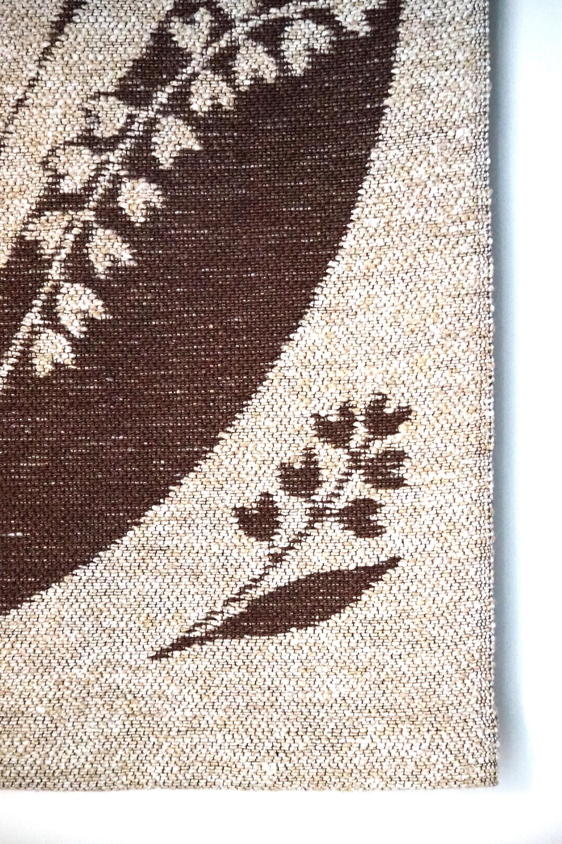 Vintage wall hanging | Lily of the Valley wall tapestry | Large wall hanging | Scandinavian woven textile | Brown wall hanging