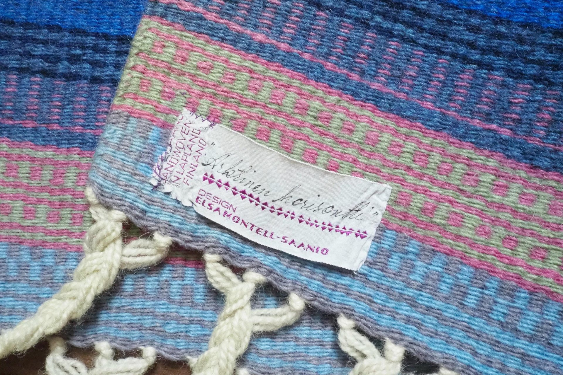 Vintage wall tapestry | Arktinen Horisontti by Elsa Montell-Saanio | Finnish Raanu | Lapland | Vintage wall hanging | Made in Finland