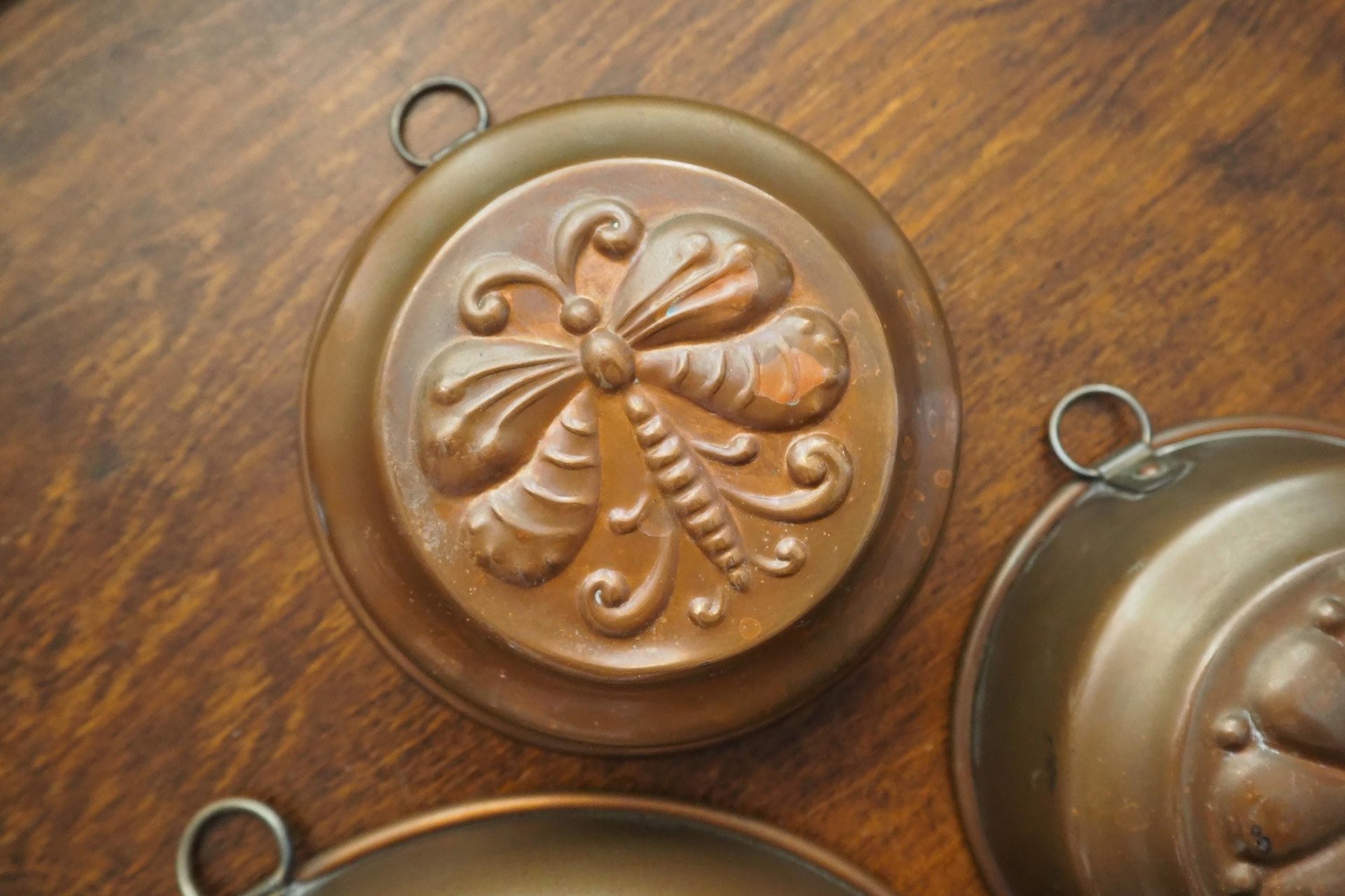 Set of three vintage copper baking molds | Vintage copper molds | Mismatched copper molds | Vintage baking molds | Vintage kitchen decor