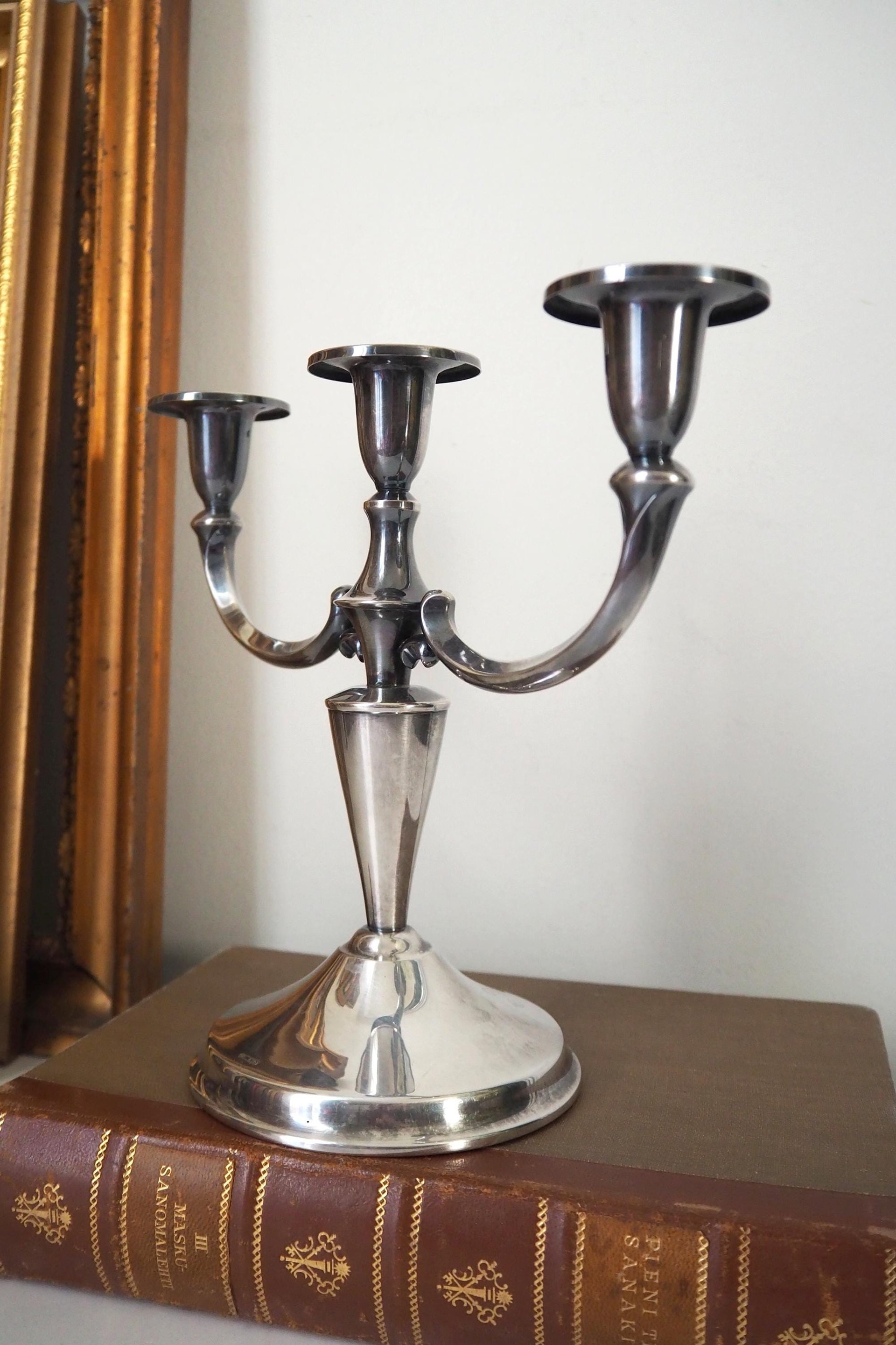 Vintage alpacca candelabra | Alpacca silver candelabra | Three arm candlestick holder | Vintage candelabrum