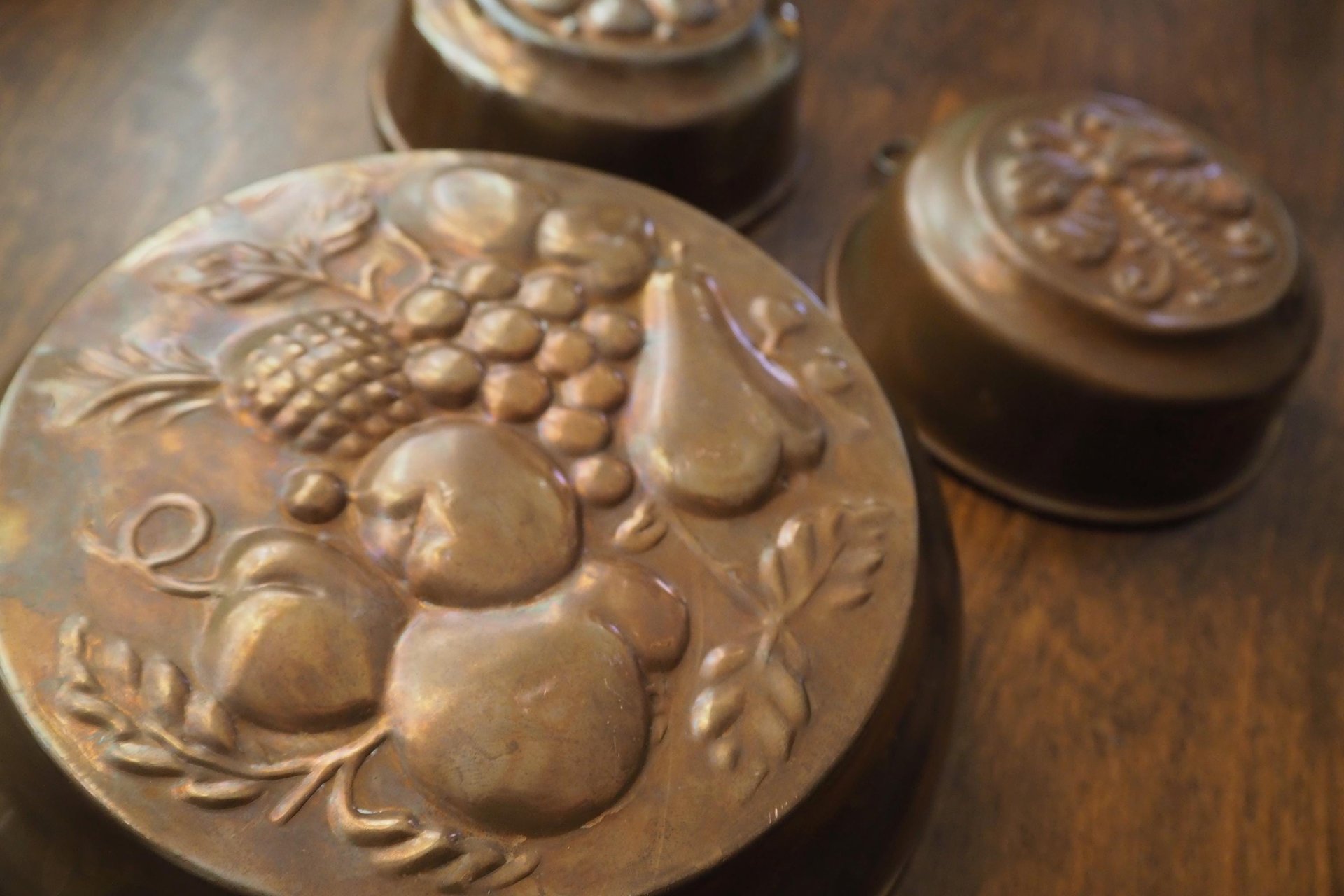 Set of three vintage copper baking molds | Vintage copper molds | Mismatched copper molds | Vintage baking molds | Vintage kitchen decor