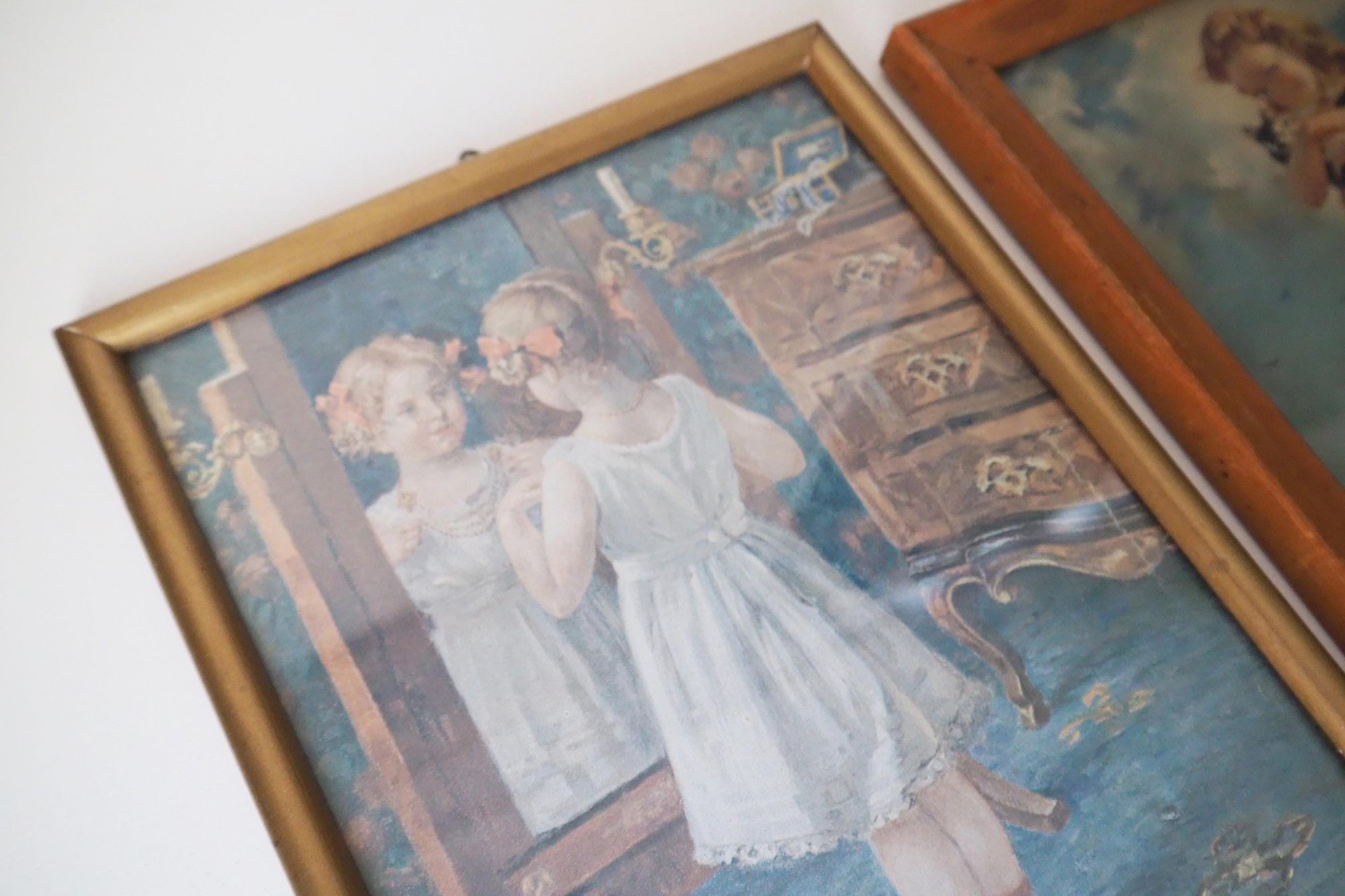 Vintage wall art set | Framed vintage prints for a nursery or a little girl's room | Vintage prints | Framed vintage prints