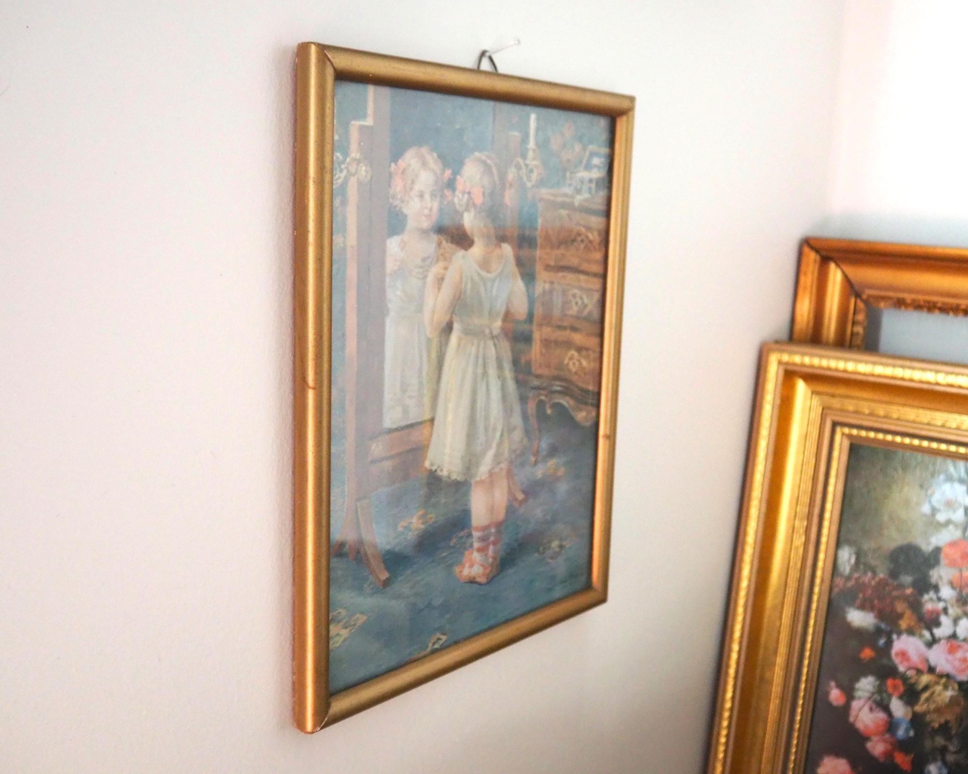 Vintage wall art set | Framed vintage prints for a nursery or a little girl's room | Vintage prints | Framed vintage prints