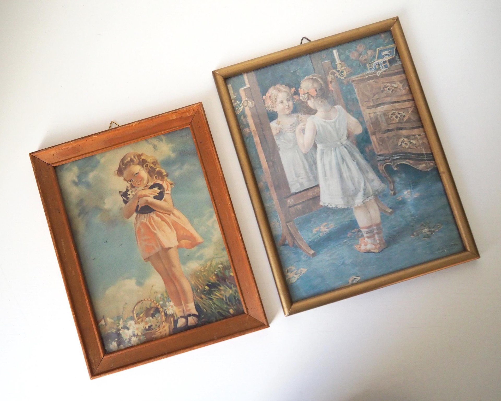 Vintage wall art set | Framed vintage prints for a nursery or a little girl's room | Vintage prints | Framed vintage prints