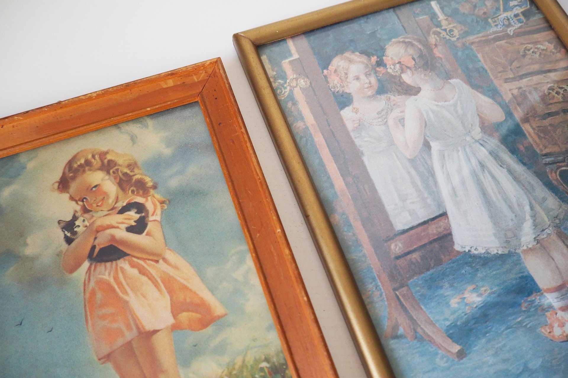 Vintage wall art set | Framed vintage prints for a nursery or a little girl's room | Vintage prints | Framed vintage prints