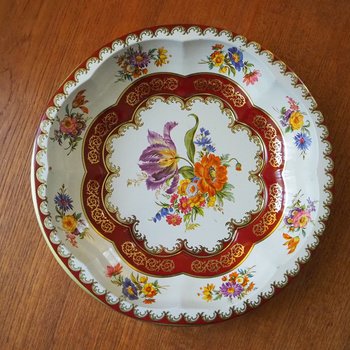 Vintage Daher Decorated Ware bowl | Vintage floral tin bowl | Vintage scalloped tin bowl
