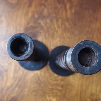 Pair of vintage candlestick holders | Wooden candlestick holders | Vintage wood candlestick holders | Candlestick holder pair