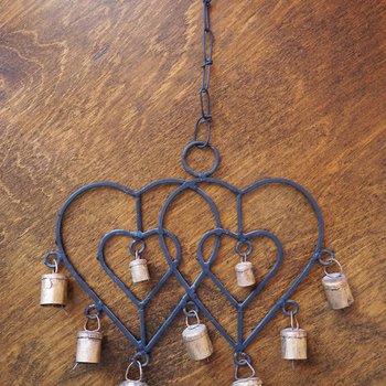 Vintage wind chime | Vintage wind chime with bells | Heart wind chime | Iron wind chime with bells | Wind chime with hearts
