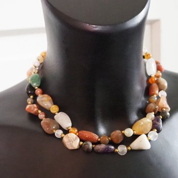 Set of two vintage necklaces | Vintage tumblestone necklaces | Chunky crystal necklaces | Matching tumblestone necklaces