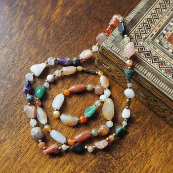 Set of two vintage necklaces | Vintage tumblestone necklaces | Chunky crystal necklaces | Matching tumblestone necklaces
