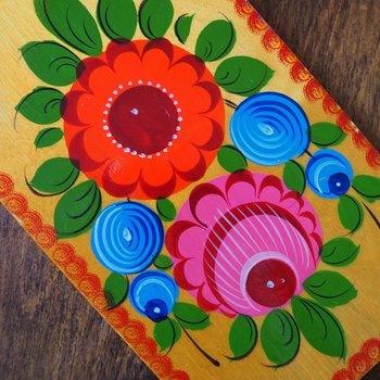 Vintage cutting board | Vintage folk art cutting board | Vintage handpainted food board | Khokhloma cutting board