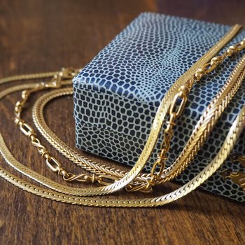 Vintage necklace | Gold tone chain | Vintage snake chain | Vintage gold chain | Mismatched necklaces