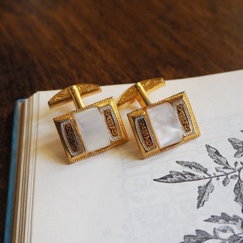 Vintage Damascene cuff links | Vintage cuff links | Damascene cuff links | Gold plated cufflinks