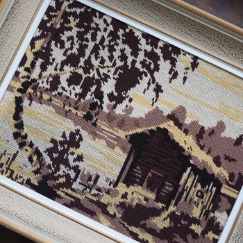 Vintage needlepoint wall art | Landscape needlepoint | Scandinavian wall art | Needlepoint wall hanging | Scenery needlepoint