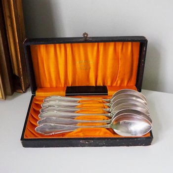 Set of six vintage tablespoons | Vintage silver plated tablespoons | Vintage tablespoon set | Vintage alpacca silver spoons
