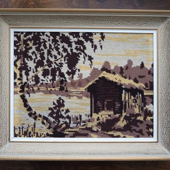 Vintage needlepoint wall art | Landscape needlepoint | Scandinavian wall art | Needlepoint wall hanging | Scenery needlepoint