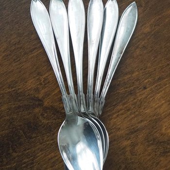 Set of six vintage tablespoons | Large vintage spoons | Vintage silver plated spoons | Vintage tablespoons | Vintage alpacca silver spoons