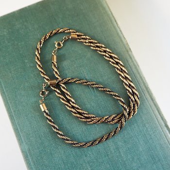 Vintage twist rope necklace and bracelet | Silver tone necklace and bracelet set | Rope chain necklace | Twist rope necklace | Matching set