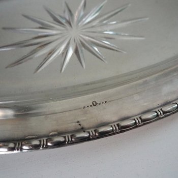 Vintage alpacca silver trinket dish | Alpacca silver and crystal dish | Alpacca silver trinket dish | Crystal dish