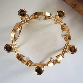 Vintage crystal candelabrum | Round vintage candelabra | Gold plated candelabra | Vintage candelabra with crystals