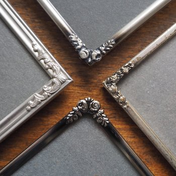 Set of four vintage photo frames | Mismatched vintage picture frames | Vintage silver plated picture frames | Vintage silver plated frames