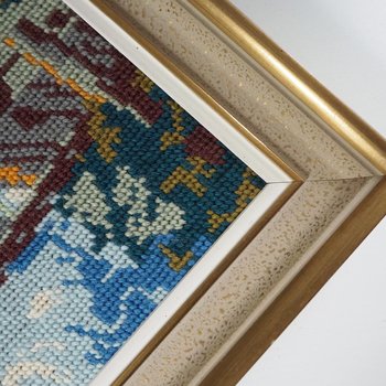 Vintage needlepoint wall art | Guardian angel needlepoint | Scandinavian wall art | Needlepoint wall hanging | Wool needlepoint