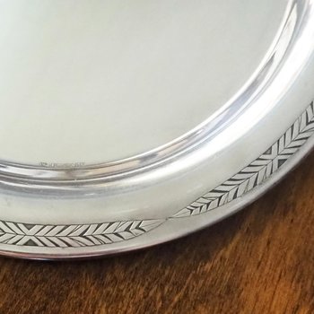 Vintage alpacca silver tray | Alpacca silver platter | Vintage serving tray | Engraved silver tray | Made in Finland
