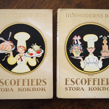 Vintage cookbooks | Escoffiers Stora Kokbok delar 1–2 | Vintage Swedish cookbooks | Swedish cookbooks | Auguste Escoffier | Husmoderns Bok