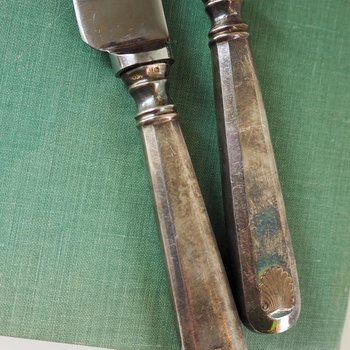 Vintage carving set | Sheffield carving knife and fork | Vintage stainless steel carving set | Alpacca silver carving set