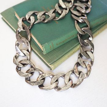 Vintage chunky necklace | Silver tone curb necklace | Vintage silver tone necklace | Vintage curb necklace | Thick silver necklace