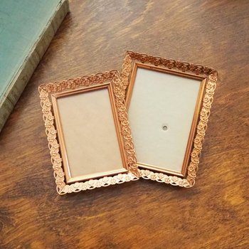 Vintage rose gold photo frames | Set of two vintage photo frames | Rose gold photo frames | Vintage copper tone picture frames