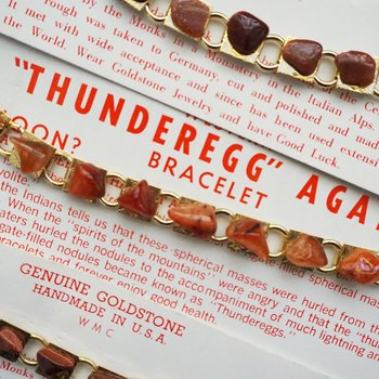Set of three vintage bracelets | Agate and goldstone bracelets | Thunderegg agate bracelet | Genuine Goldstone bracelets | Handmade in USA