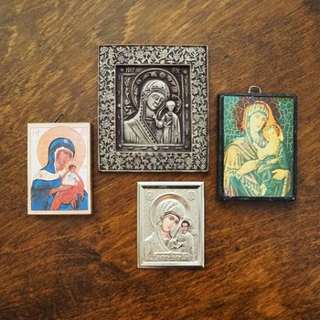 Vintage Orthodox icons | Set of four small vintage Orthodox icons | Wooden religious icons | Vintage wooden icons | Small vintage icons