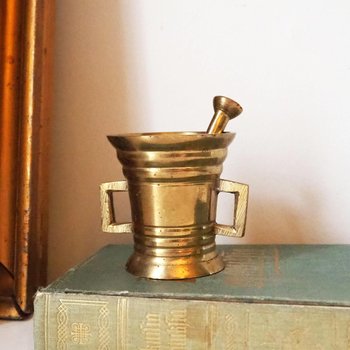 Vintage brass mortar and pestle | Vintage brass mortar | Small brass mortar