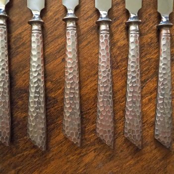 Set of six vintage fruit knives | Vintage fruit knives | Midcentury fruit knives | Silver plated fruit knives