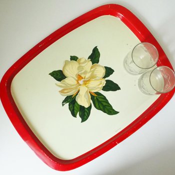 Vintage floral serving tray | Large vintage tray | Retro tray | Floral metal tray | Made in England | Floral serving tray